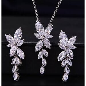 NEW 925 CZ Necklace Earrings Jewelry Set Lot Cubic Zirconia J17